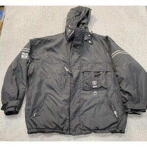 Vintage Bogner Jacket Mens 44 Black Hooded Ski Vail Sports 2000 Y2K Insulated